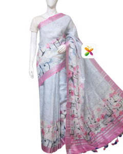 PURE LINEN DIGITAL PRINT SAREE