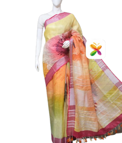 PURE LINEN DIGITAL PRINT SAREE