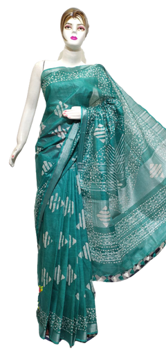 Cotton linen batik print saree