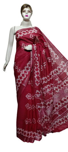 Cotton linen batik print saree