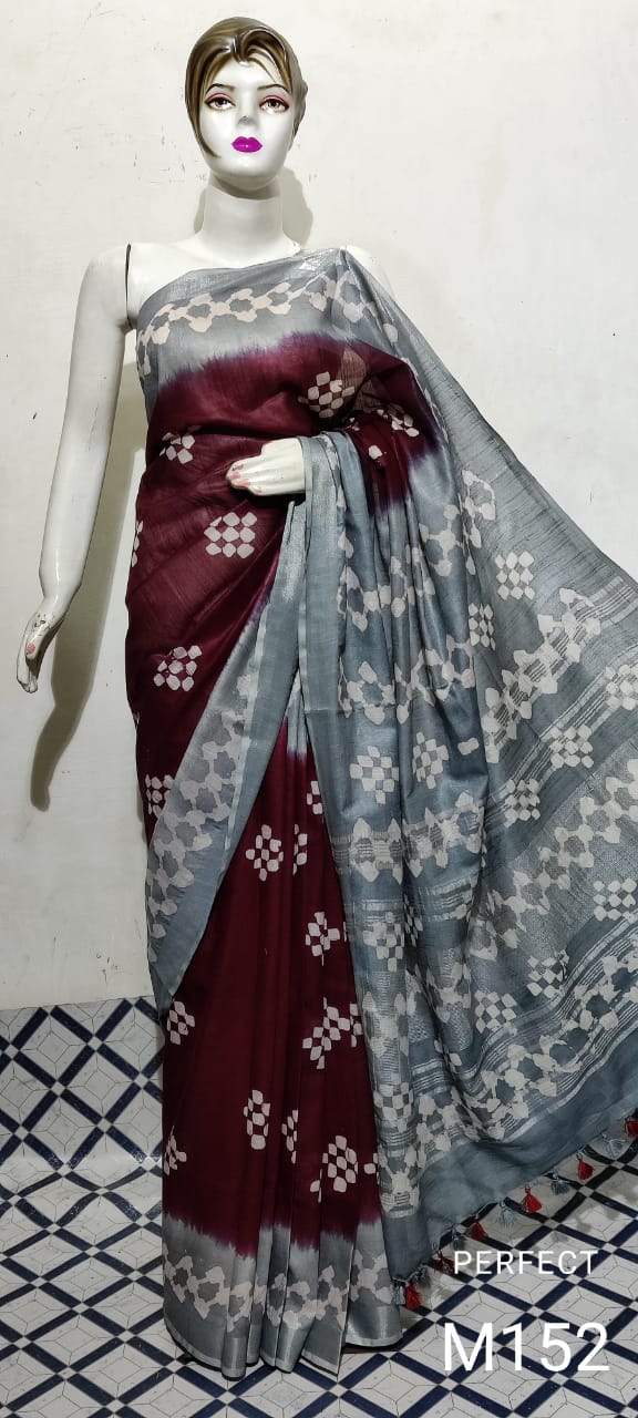 Cotton linen batik print saree Husain