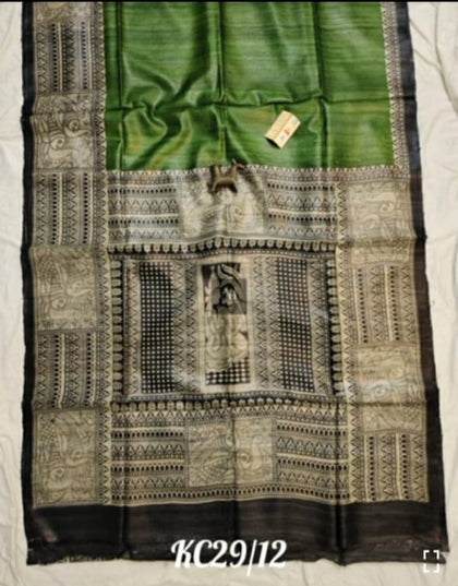 Tussar Ghicha Silk  Madhubani Print Saree