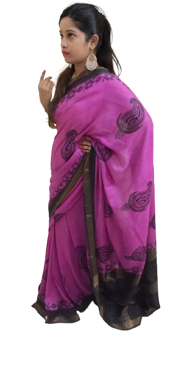 Modal Silk Hand Print Saree