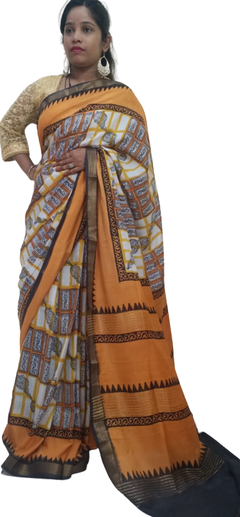 Modal Silk Hand Print Saree