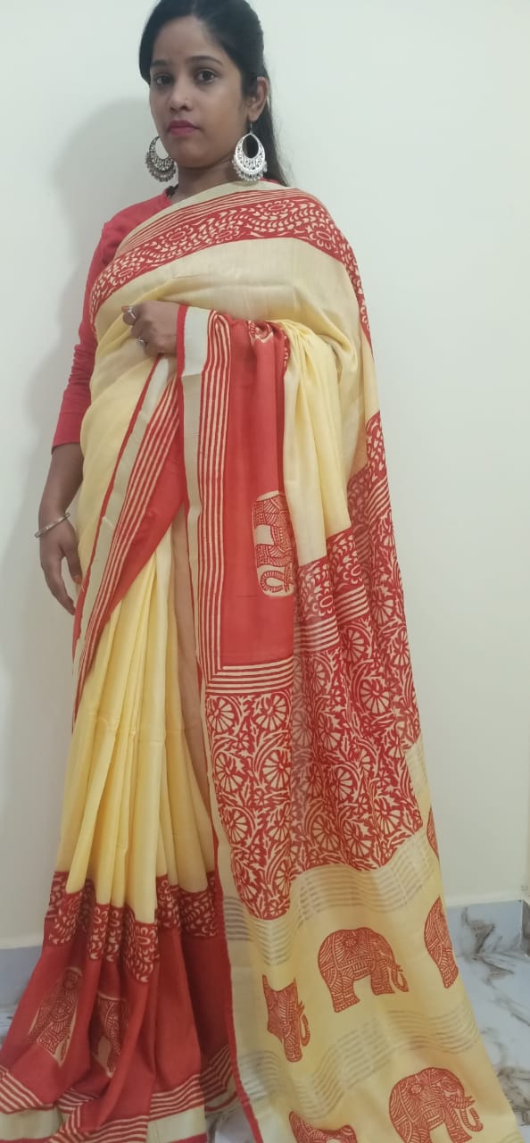 Modal Silk Hand Print Saree
