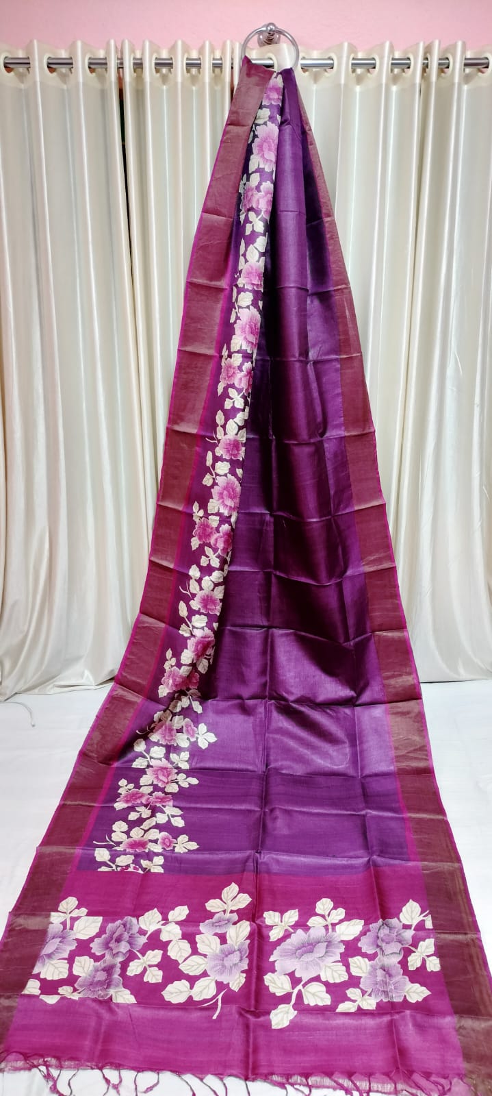 Pure tussar silk print saree