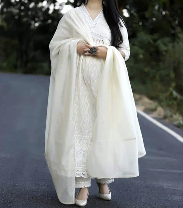 Pure cotton chikankari suit
