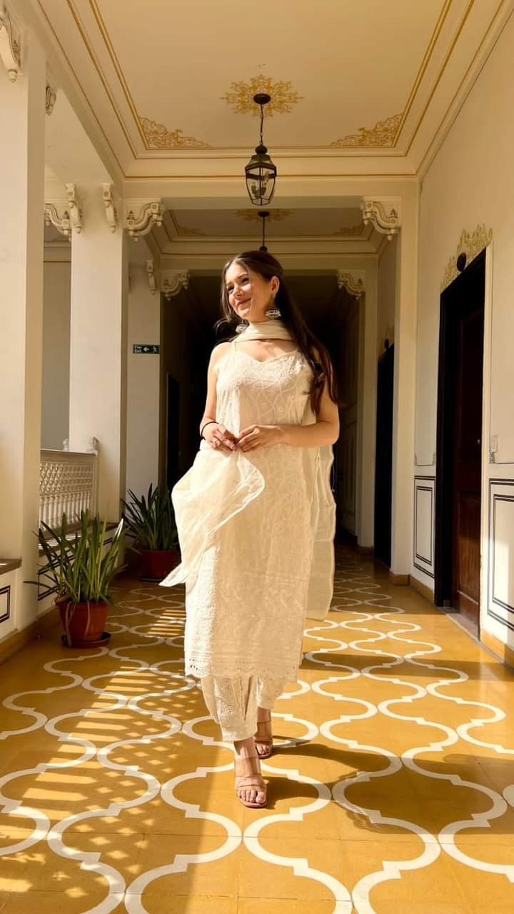 Cotton chickankari suit