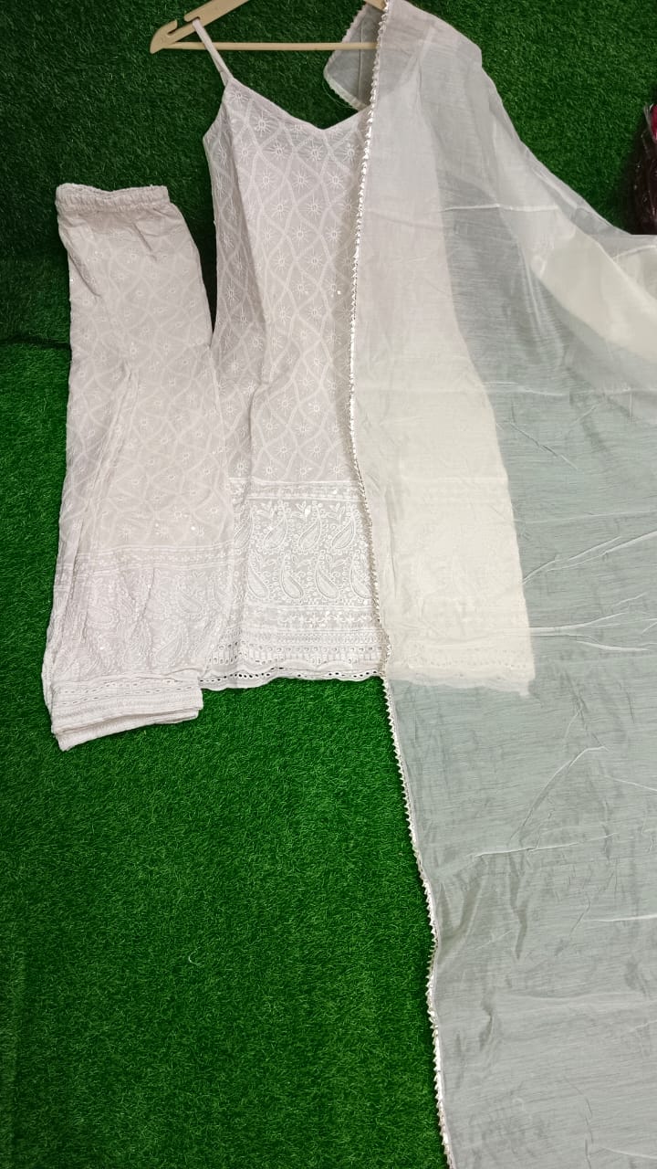 Cotton chickankari suit