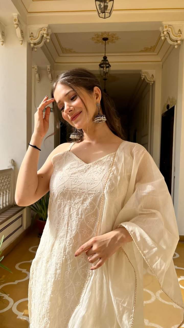 Cotton chickankari suit
