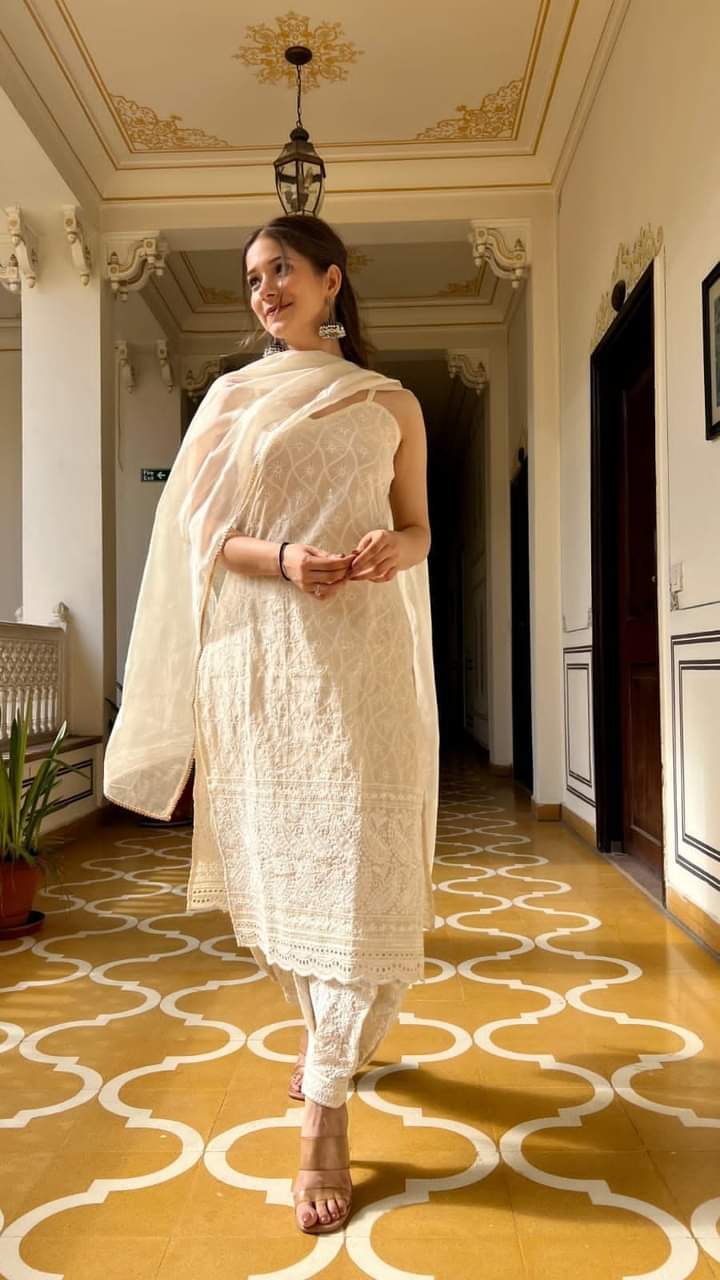 Cotton chickankari suit