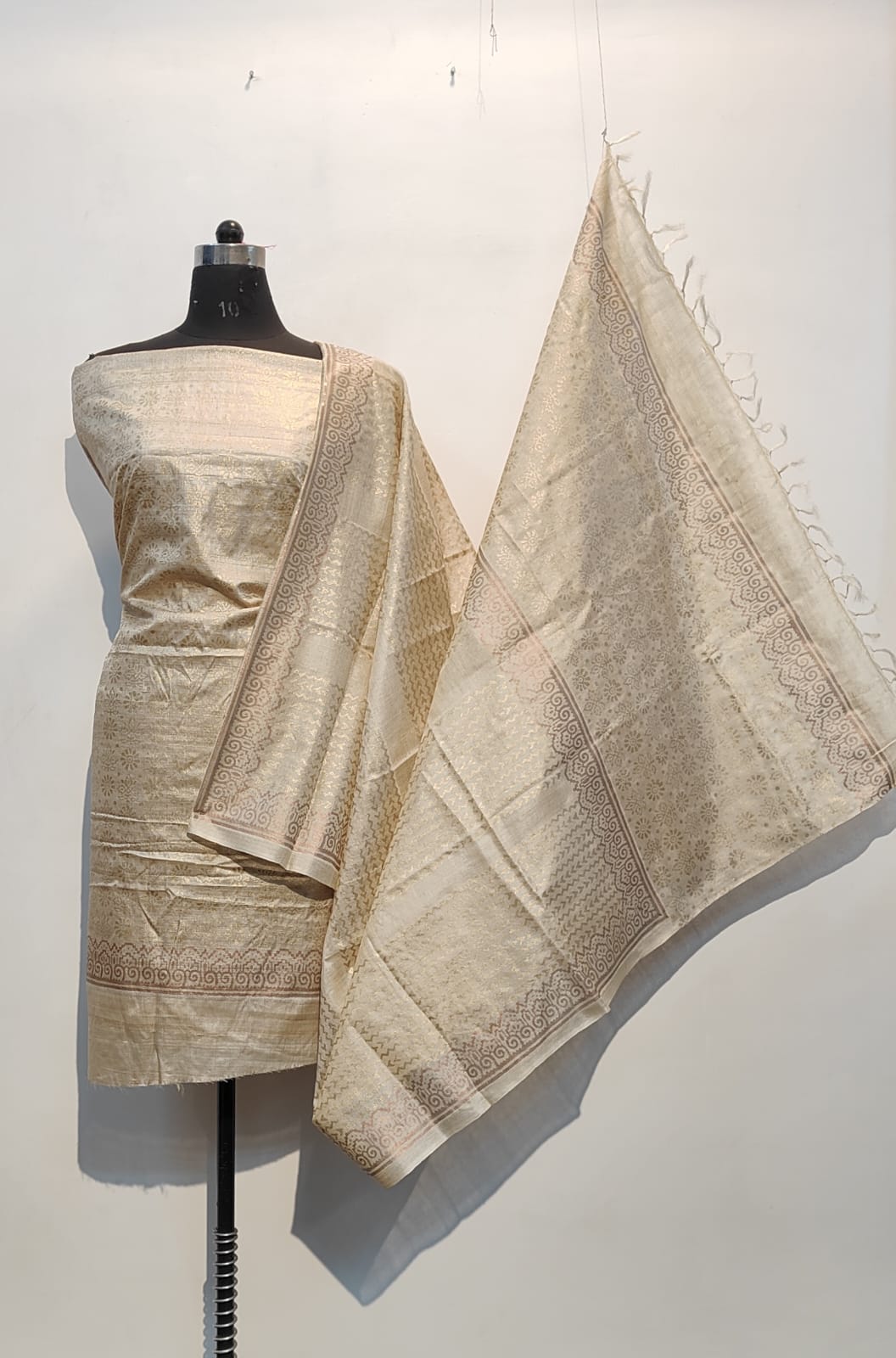 Pure tussar khadi print suit