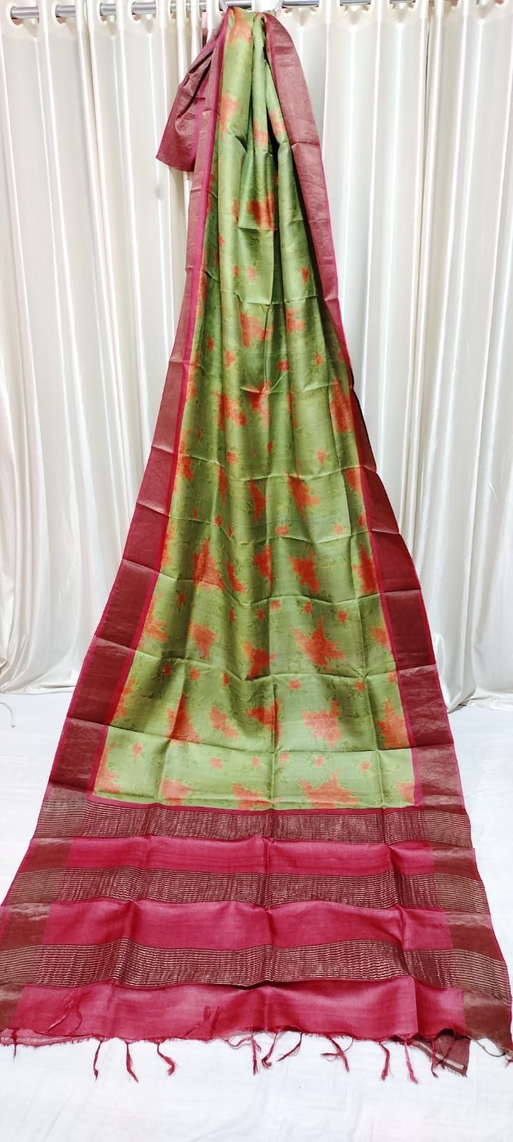Tussar handblock print saree