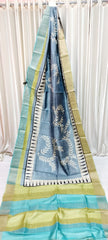 Tussar handblock print saree