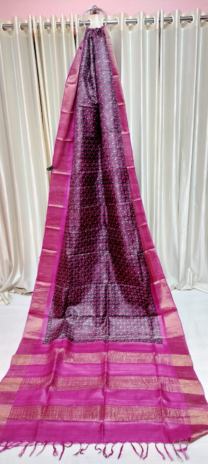 Tussar handblock print saree