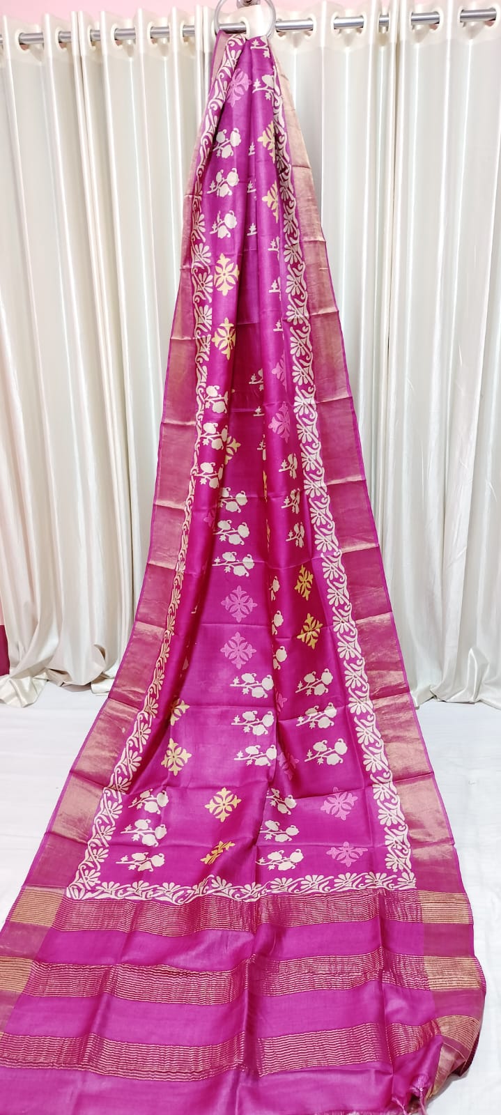 Tussar handblock print saree