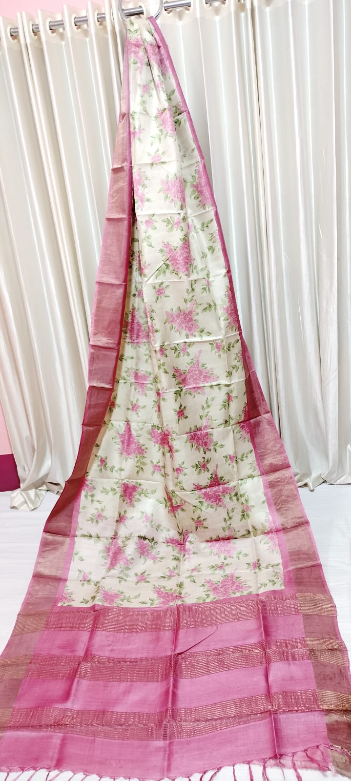 Tussar handblock print saree