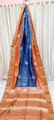Tussar hand block print saree