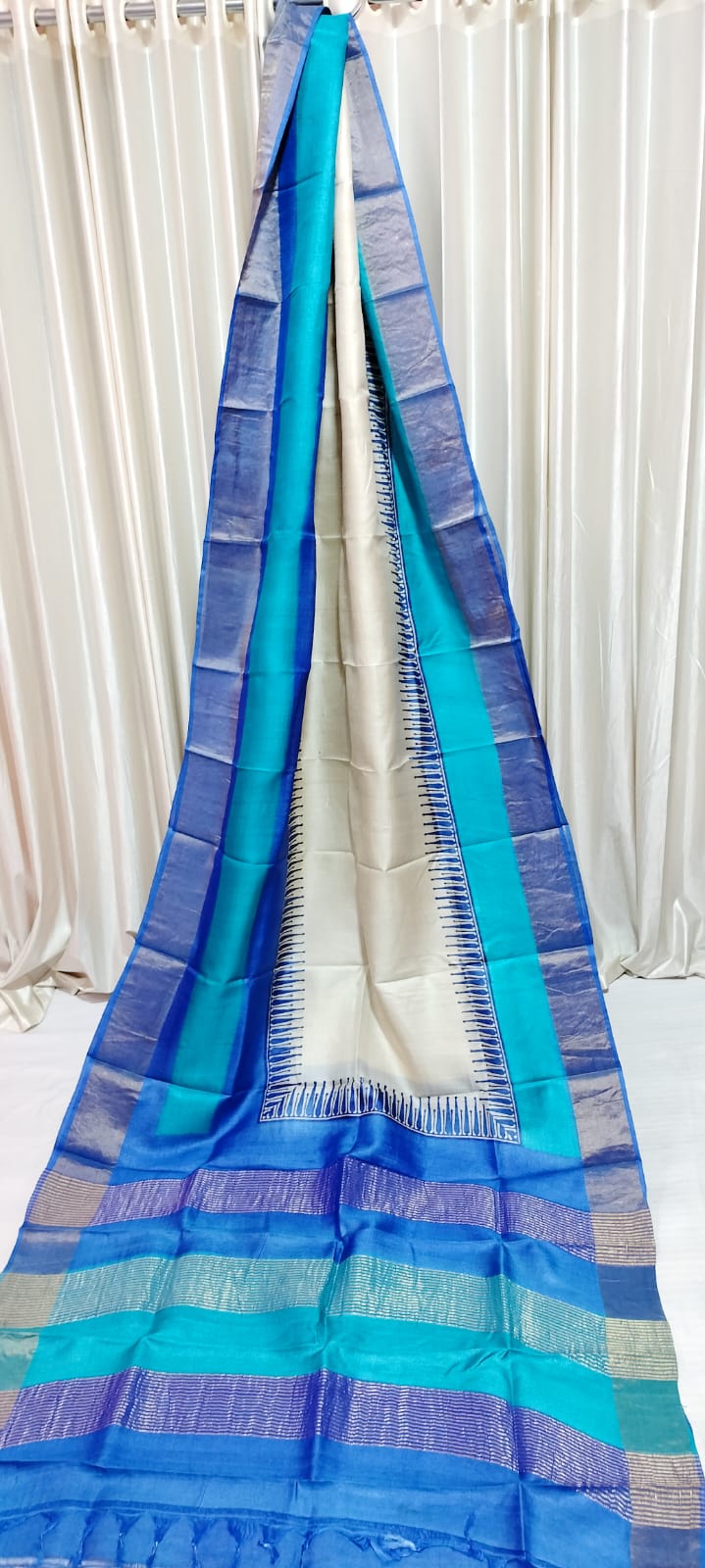 Tussar handblock print saree