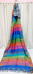 Tussar silk handblock print saree