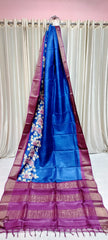 Tussar silk handblock print saree