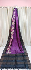 Tussar silk handblock print saree