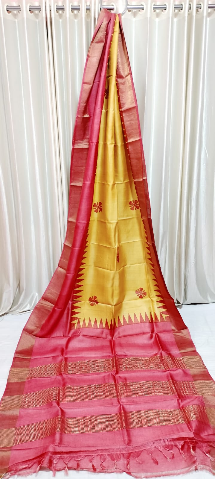 Tussar handblock print saree