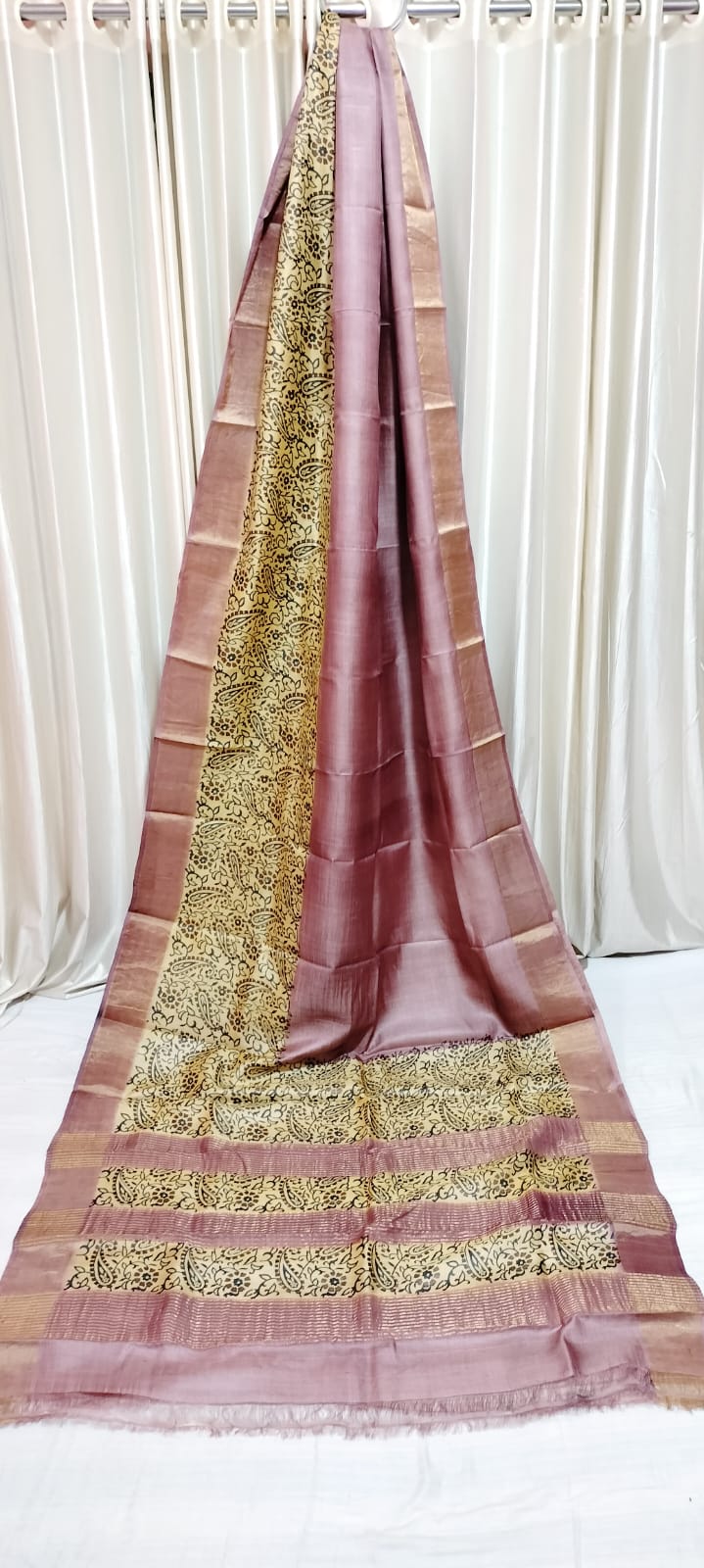 Tussar handblock print saree