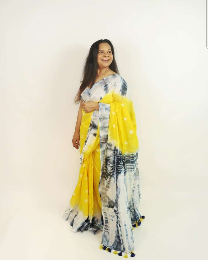 Linen slab saree