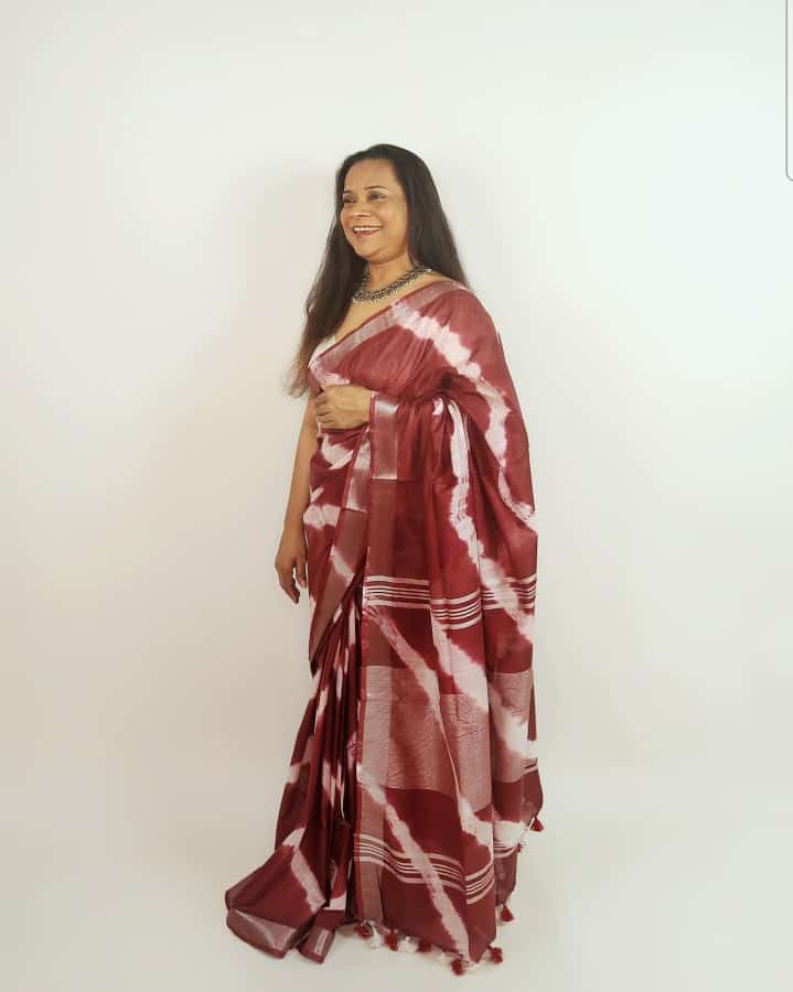 Linen slab saree