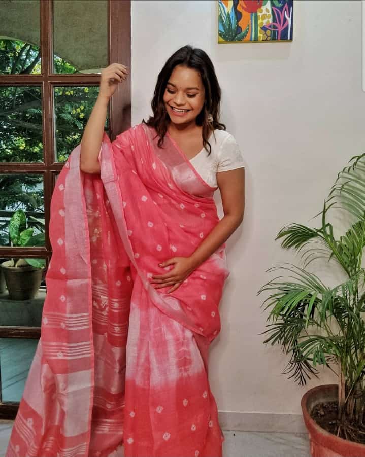 Linen slab saree