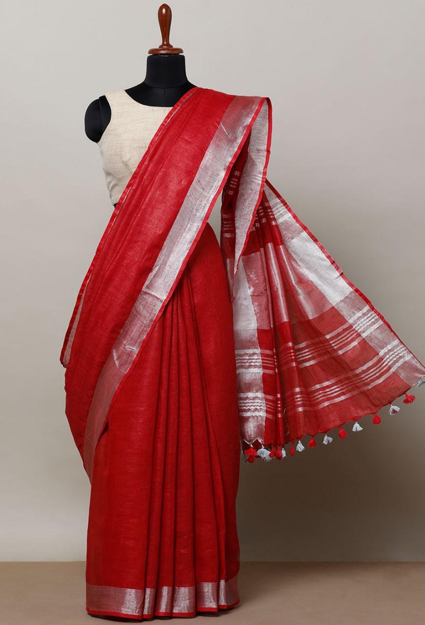 Linen cotton saree