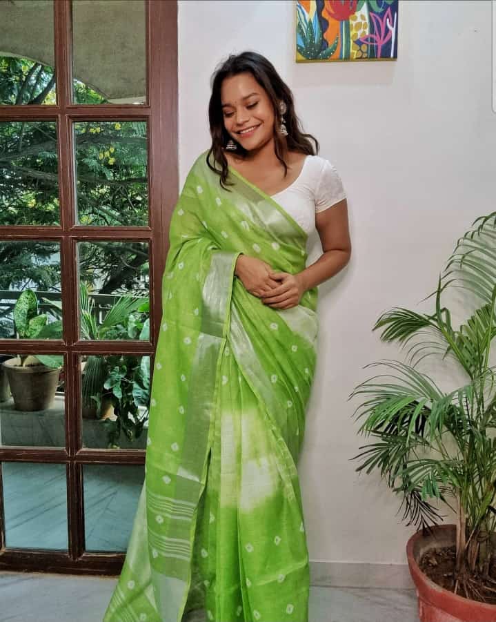 Linen slab saree