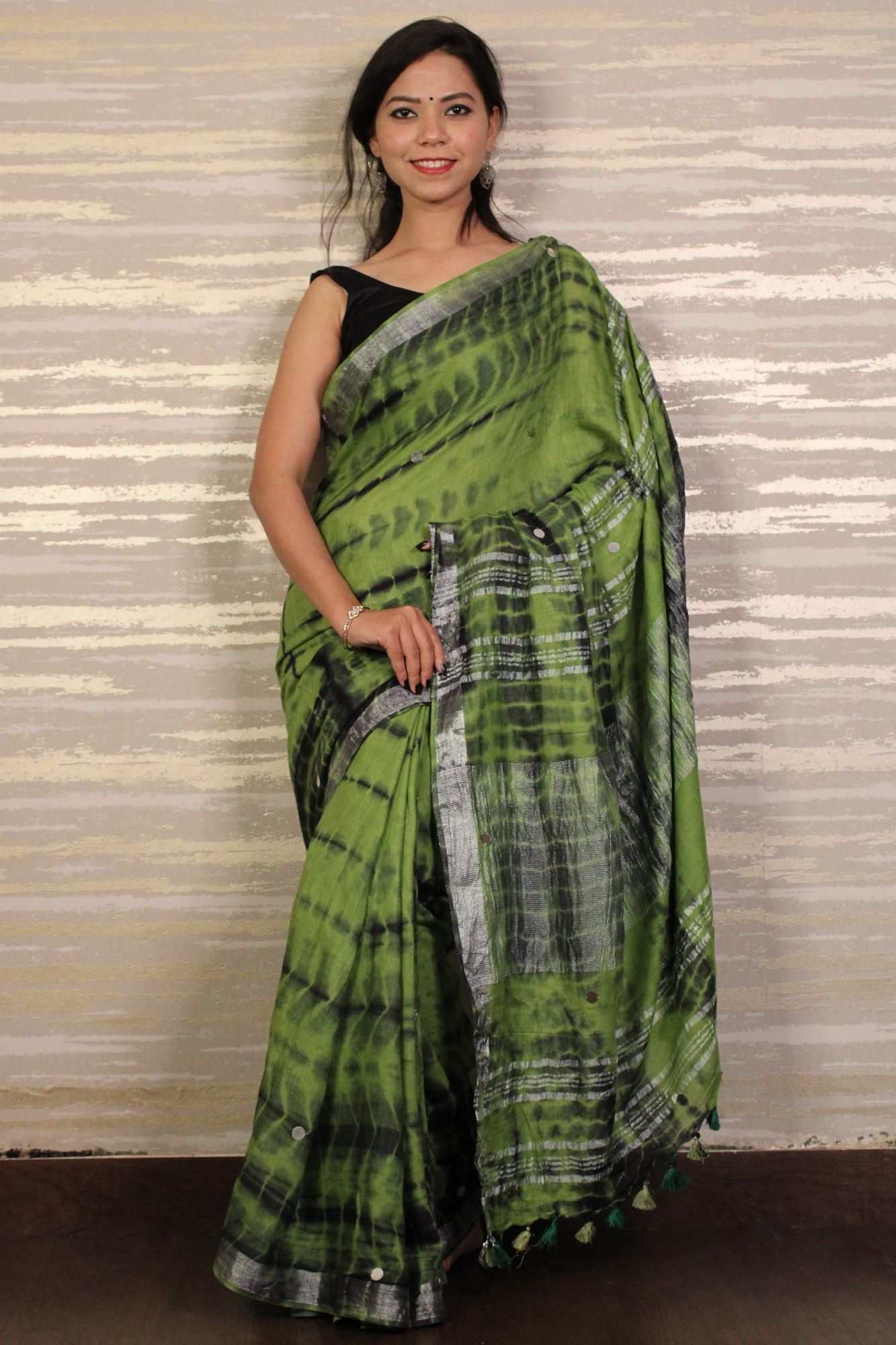 Linen slab saree