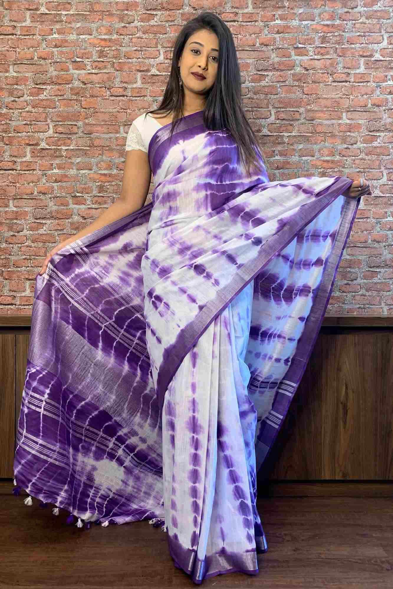 Linen slab saree