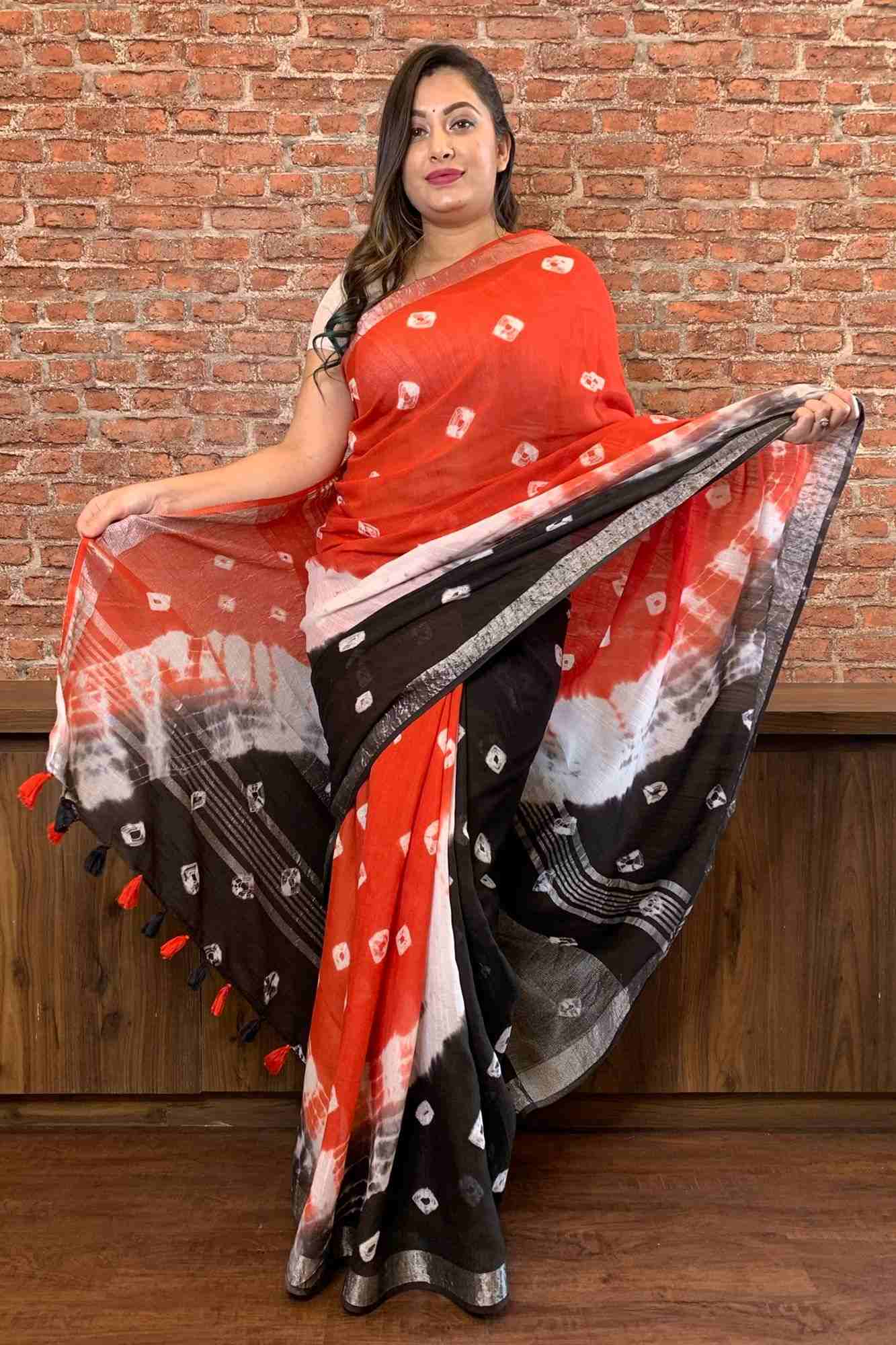 Linen slab saree