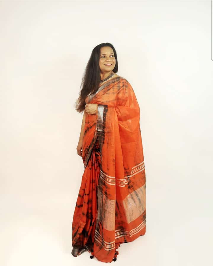 Linen slub saree