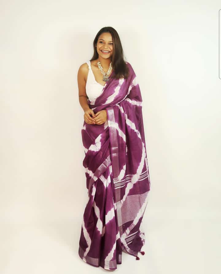 Linen slab saree