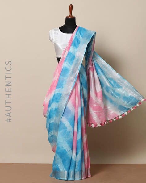 Linen slab saree