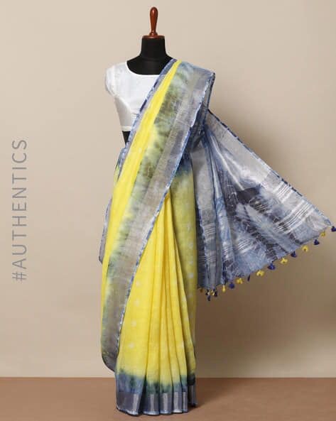 Linen slab saree