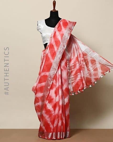 Linen slab saree