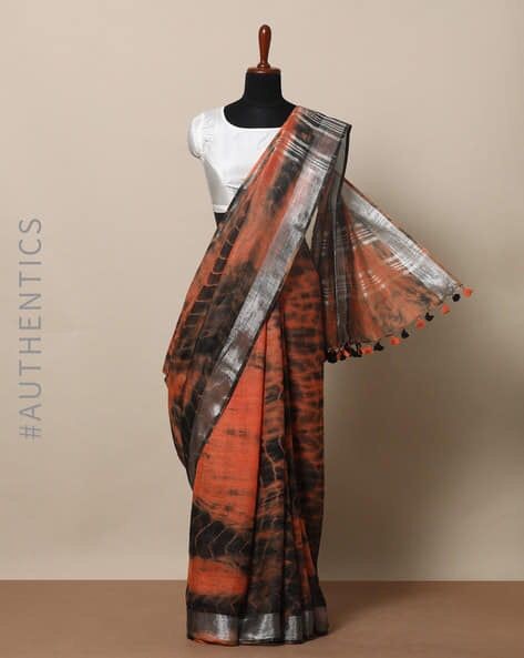Linen slab saree