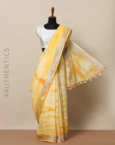 Linen slab saree
