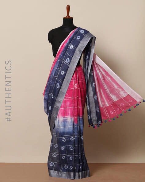 Linen slab saree