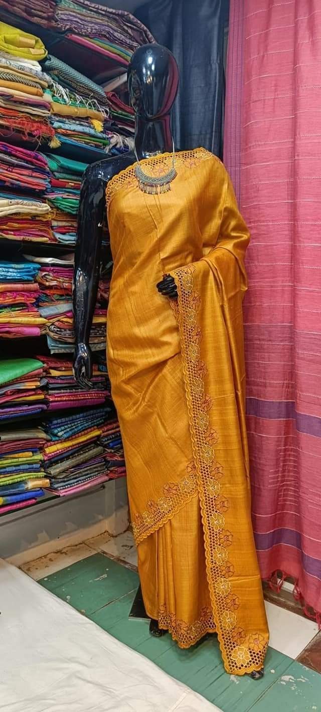 Tussar munga katan saree