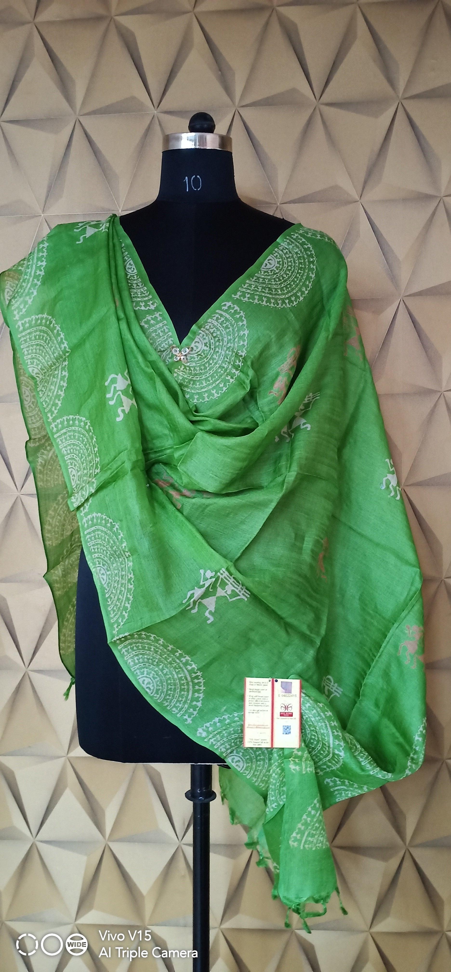 Tussar silk saree Tussar discharge silk duptta silkzon.in