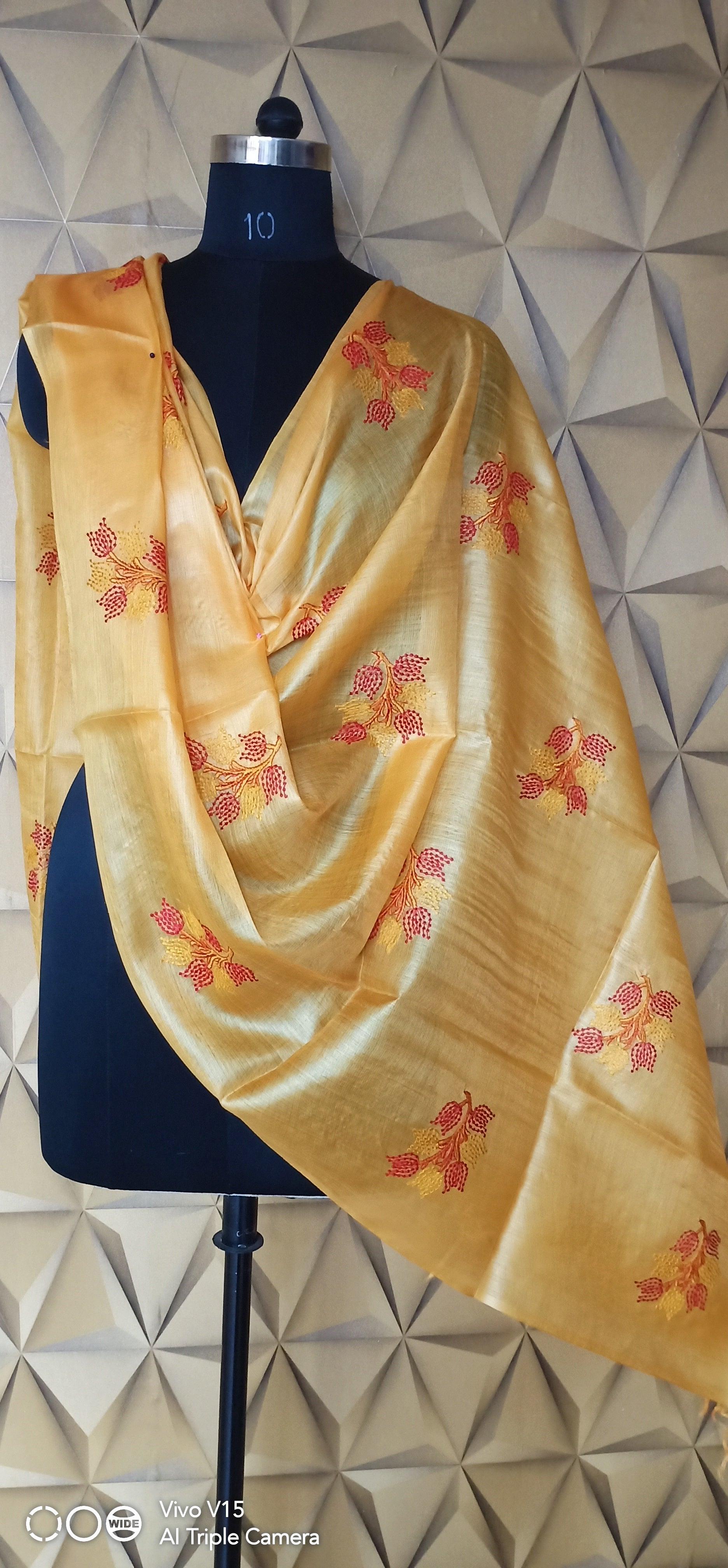 Tussar silk saree Tussar silk duptta silkzon.in