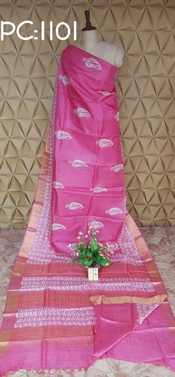 Pure Tussar Silk print saree