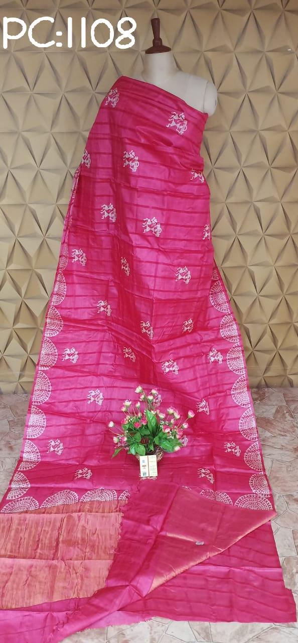 Pure Tussar Silk print saree