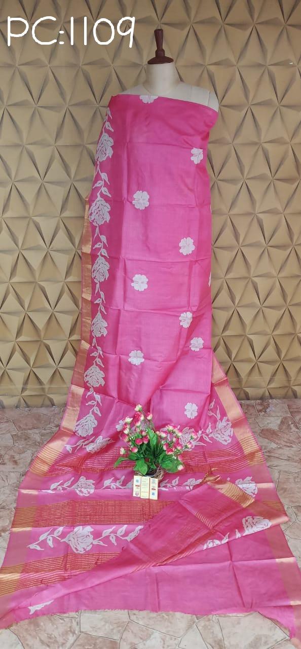 Pure Tussar Silk print saree